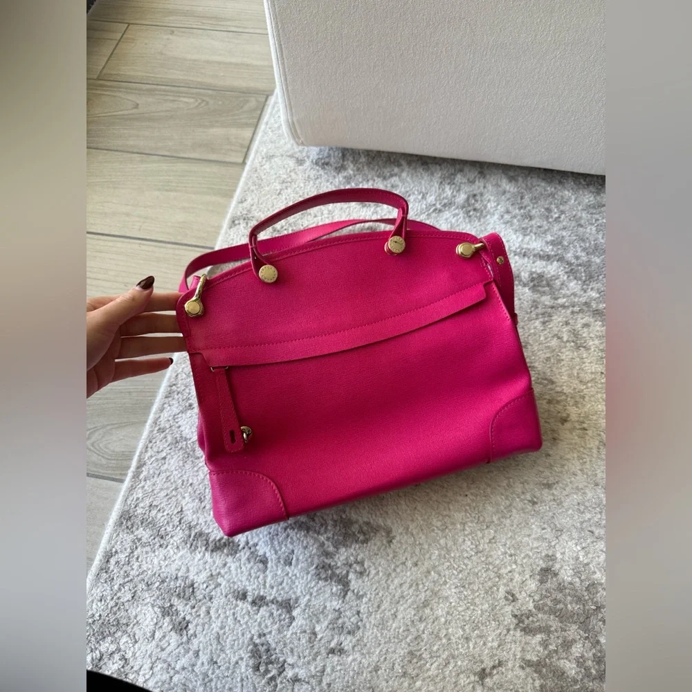NWOT FURLA Piper leather MEDIUM Handbag CLOSE BODY SATCHEL PINK